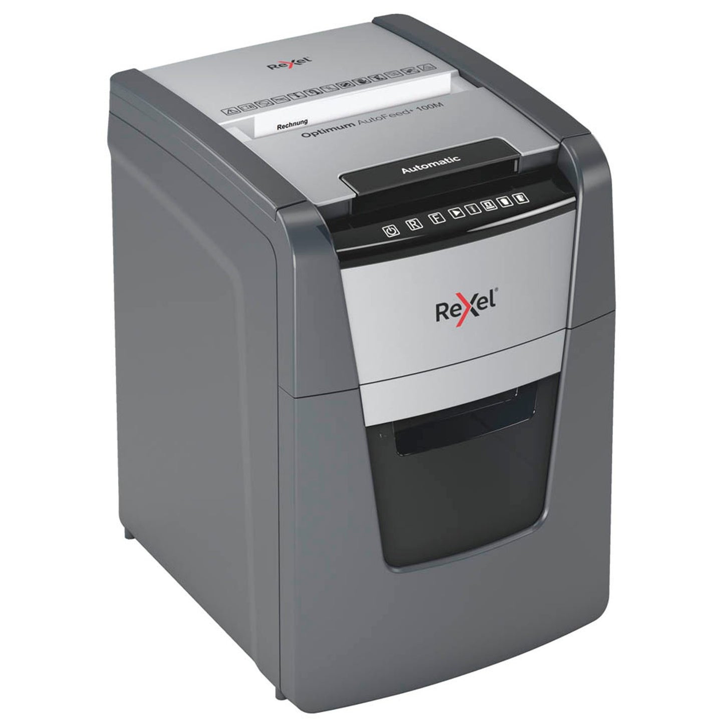Rexel Optimum AutoFeed+ 100M Aktenvernichter mit Partikelschnitt P-5, 2 x 15 mm, bis , schwarz | 2020100MEU
