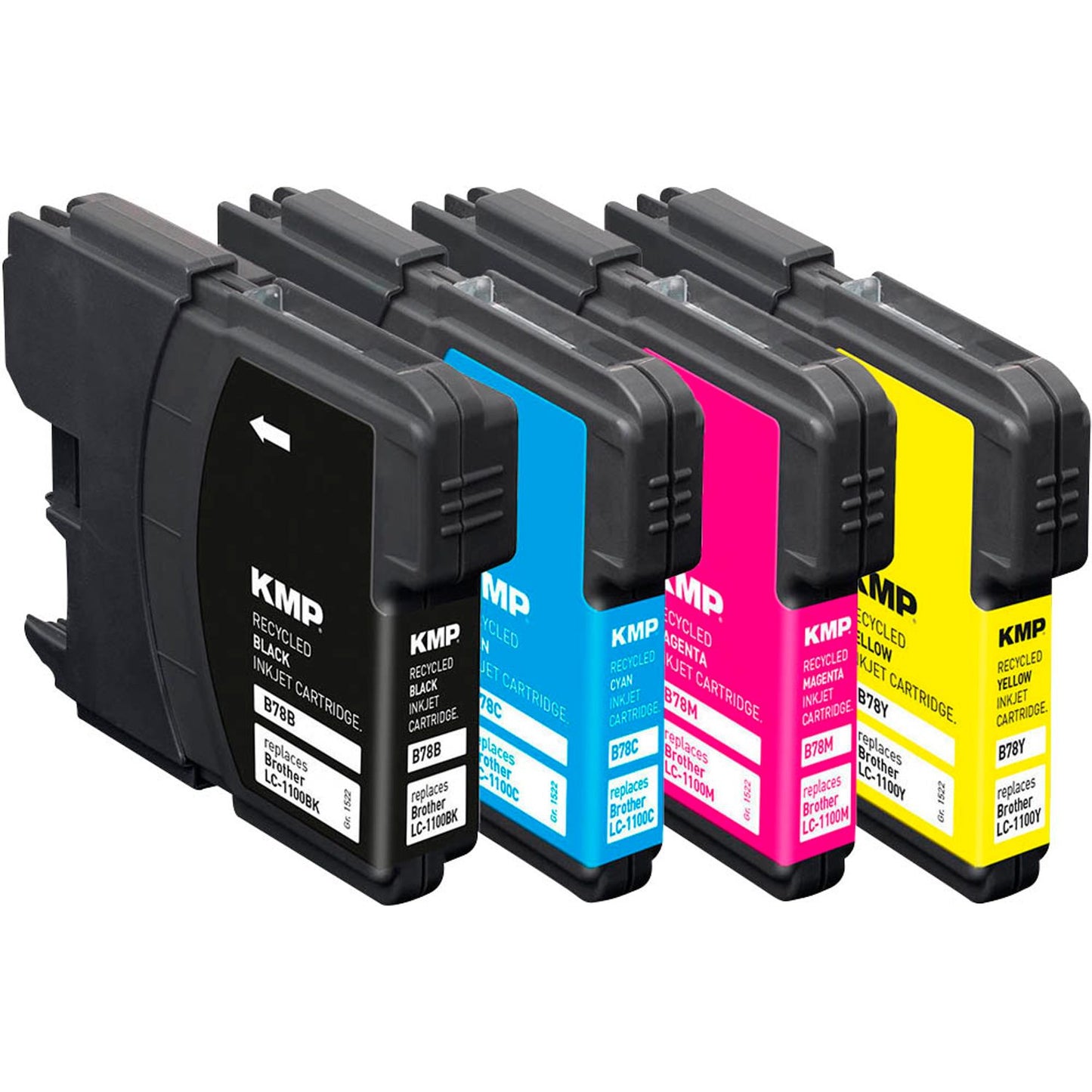 KMP B78V schwarz, cyan, magenta, gelb Druckerpatronen kompatibel zu brother LC-1100VALBP, 4er-Set | 1522,4805 | 1 Pack = 4 St.