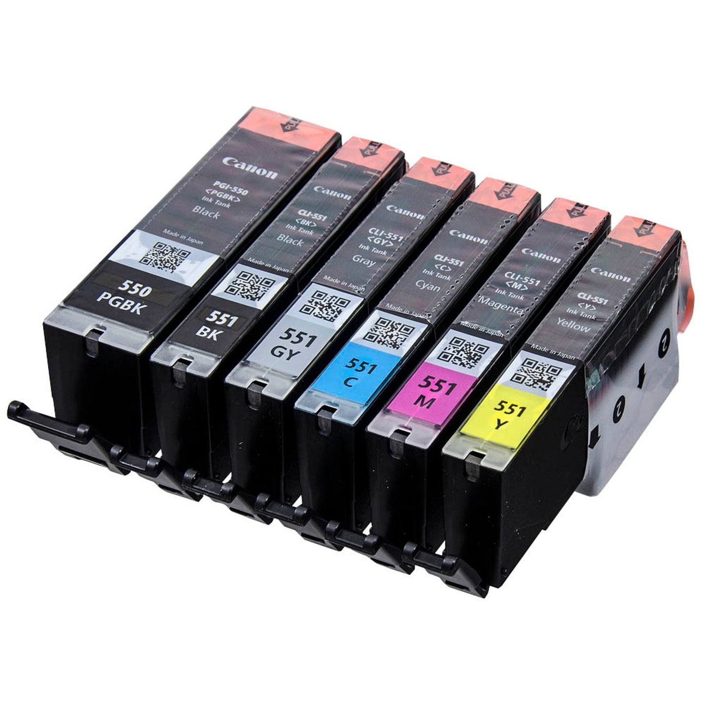 Canon PGI-550 PGBK + CLI-551 BK/C/M/Y/GY 2x schwarz, cyan, magenta, gelb, grau Druckerpatronen, 6er-Set | 6496B005 | 1 Pack = 6 St.