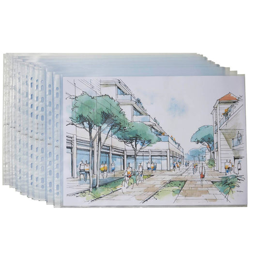 OXFORD Prospekthüllen DIN A3 quer transparent genarbt 0,09 mm | 100460997 | 1 Pack = 25 St.