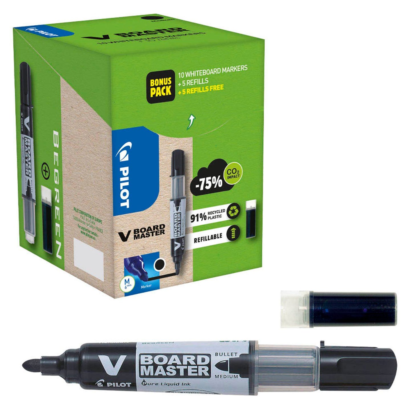 PILOT V-Board Master Greenpack Whiteboard-Marker-Set 2,0 - 5,0 mm, 1 Set