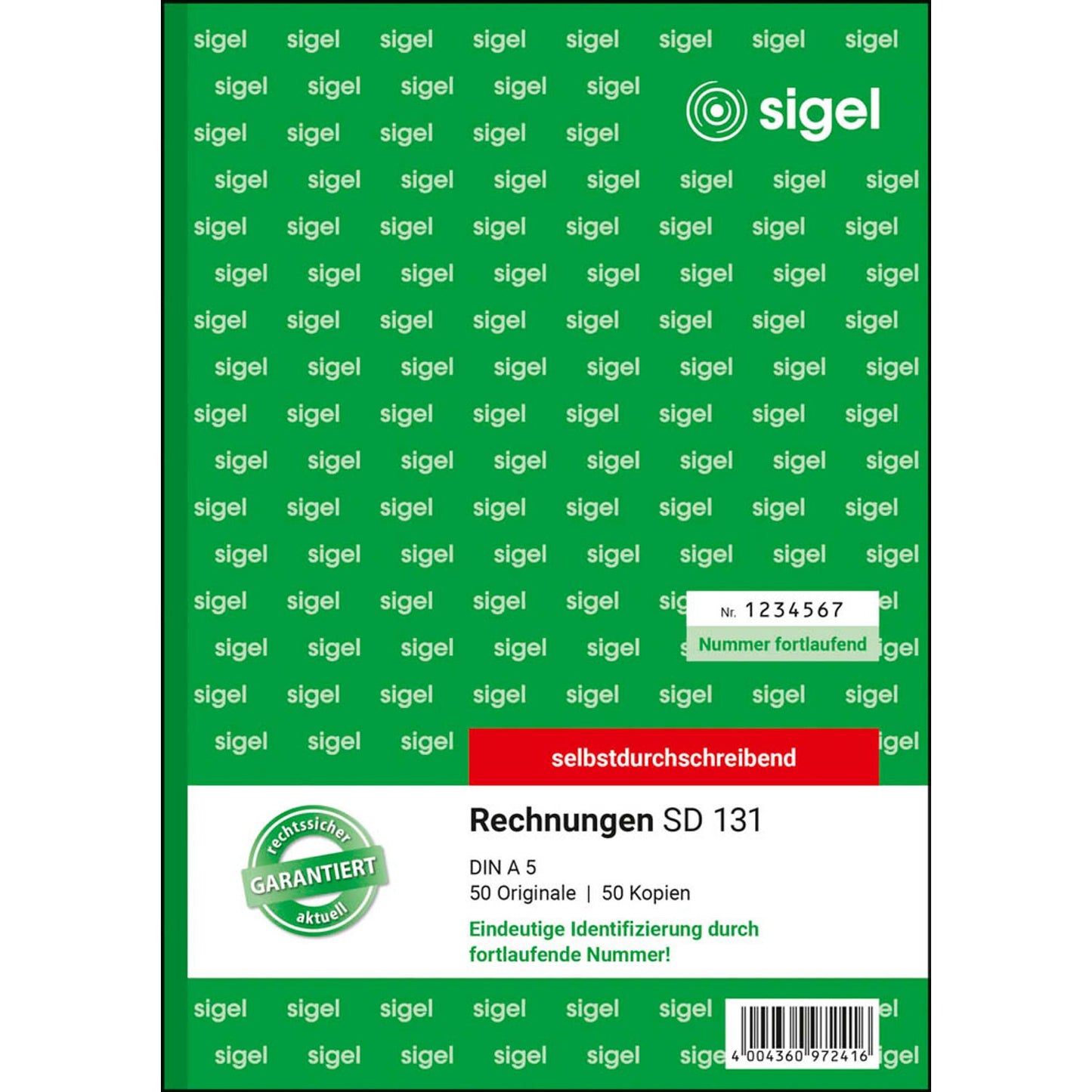SIGEL Rechnung mit fortlaufenden Nummern Formularbuch | SD131