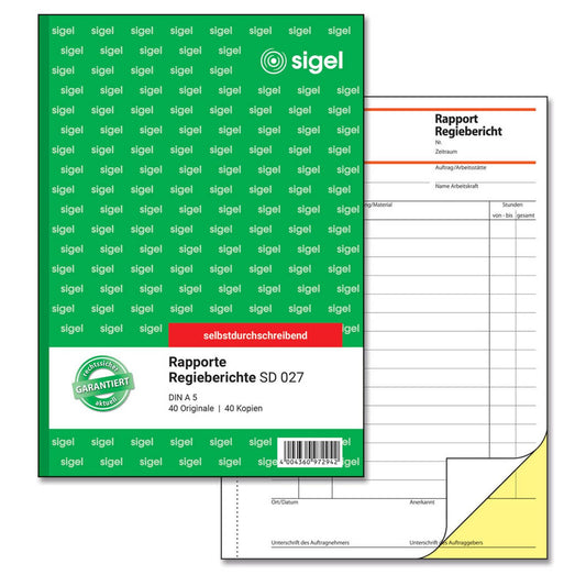 SIGEL Rapport/Regiebericht Formularbuch | SD027