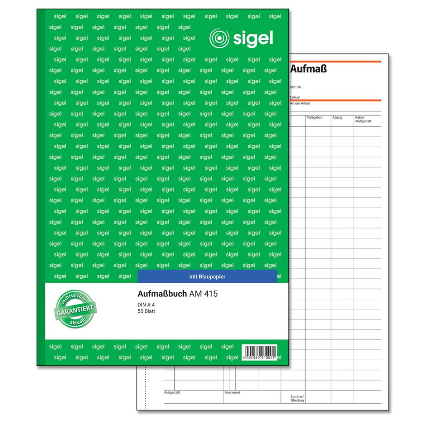 SIGEL Aufmaßbuch Formularbuch | AM415