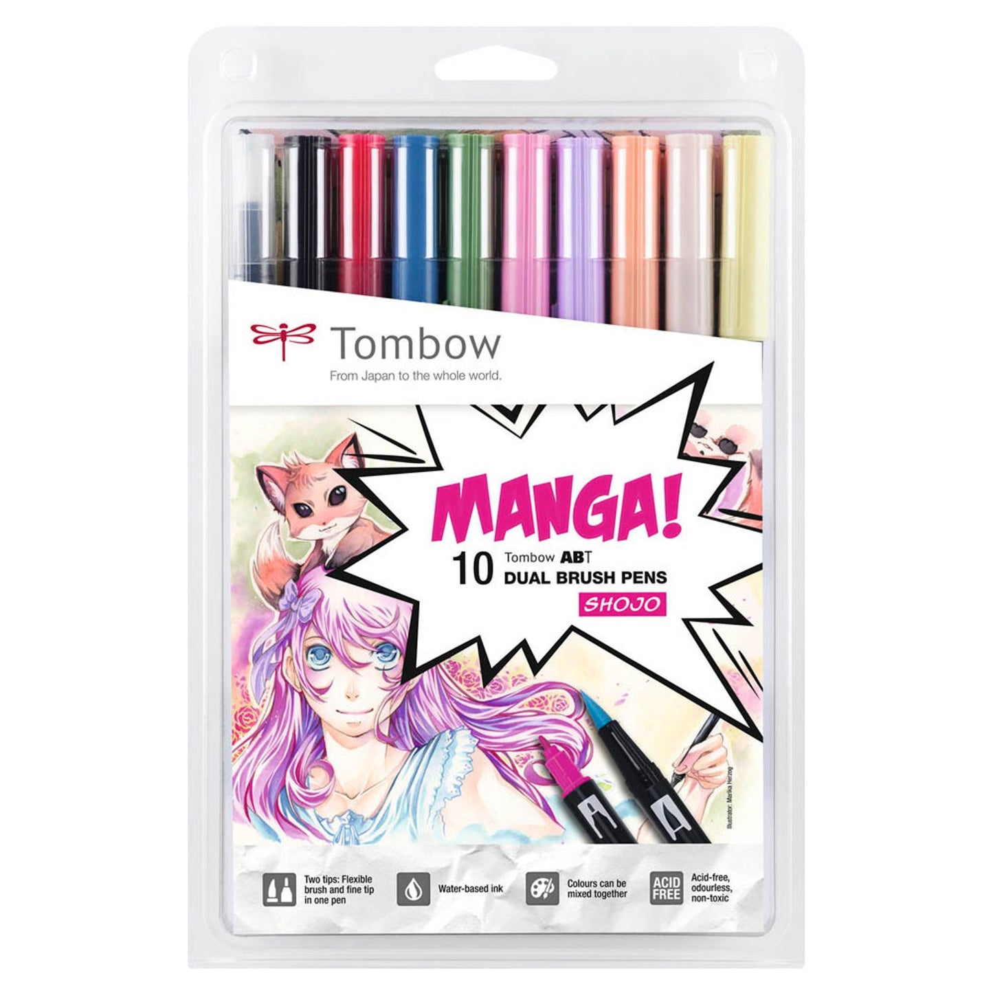 Tombow ABT Manga Shojo Dual Brush-Pens farbsortiert | ABT-10C-MANGA2