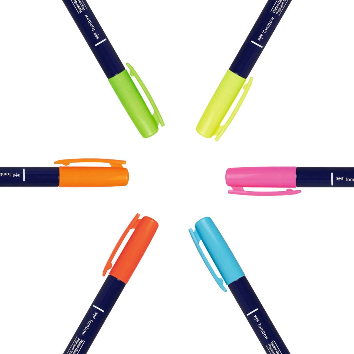 Tombow Fudenosuke Neon Brush-Pens farbsortiert | WS-BH-6P