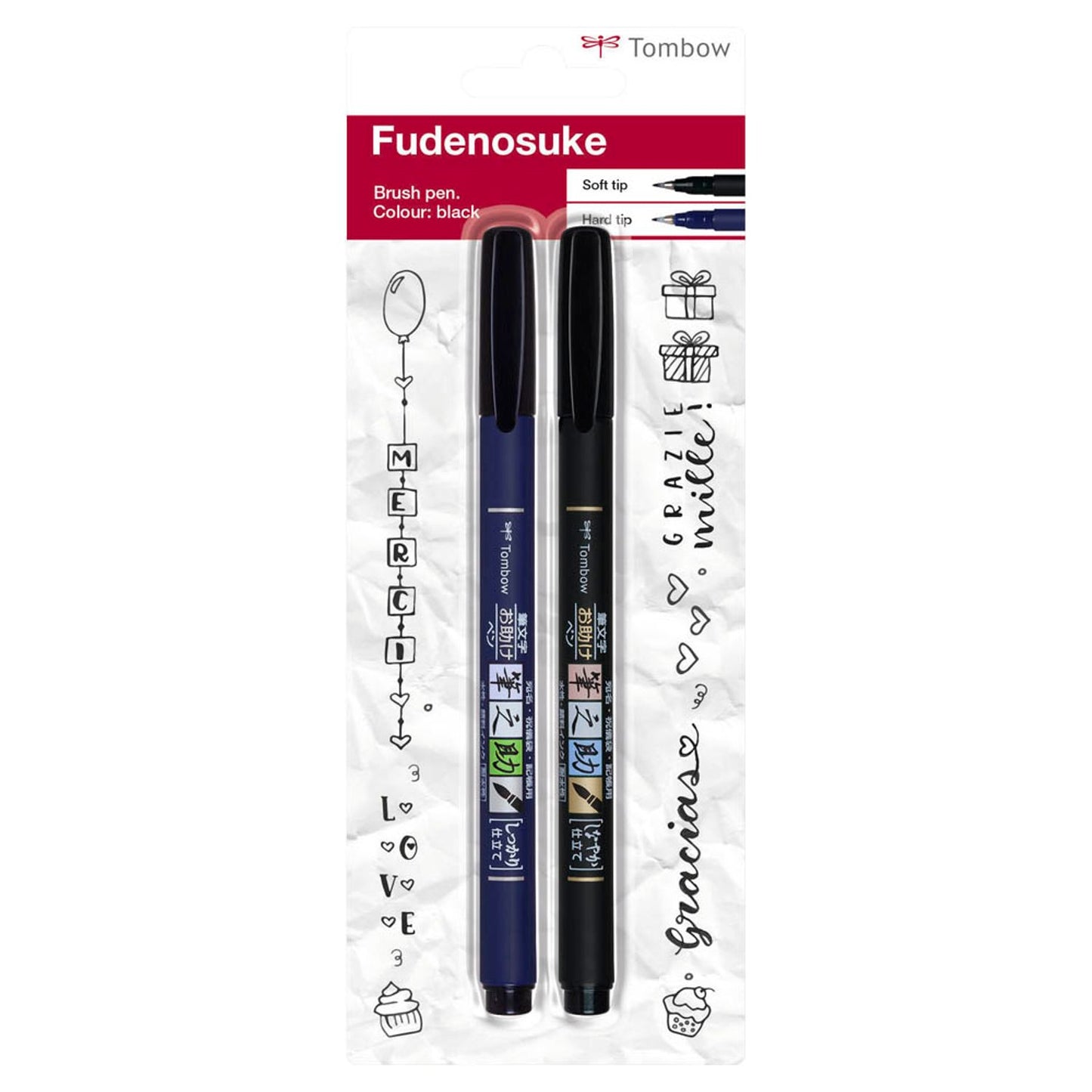 Tombow Fudenosuke Brush-Pens schwarz | WS-BHS-2P