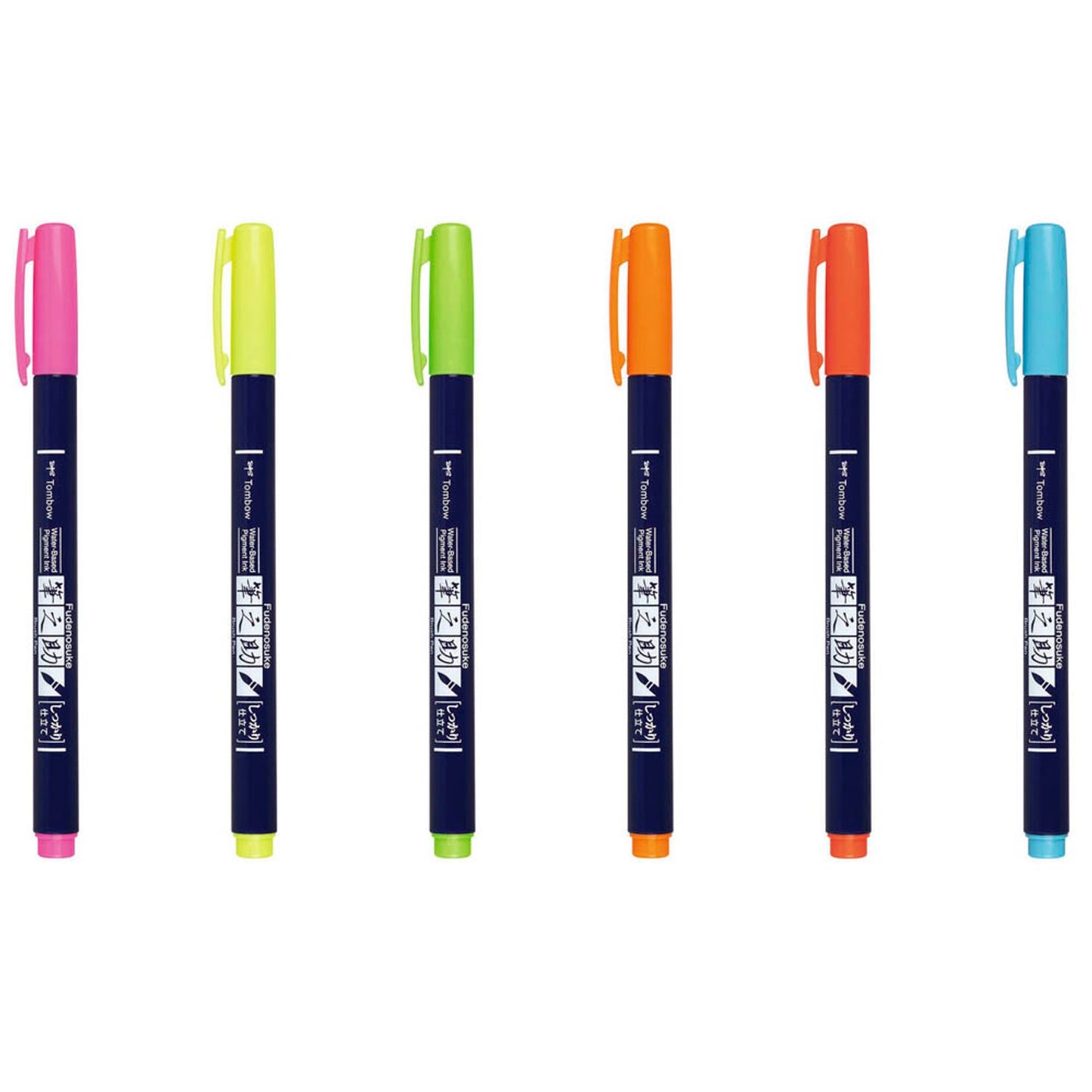 Tombow Fudenosuke Neon Brush-Pens farbsortiert | WS-BH-6P