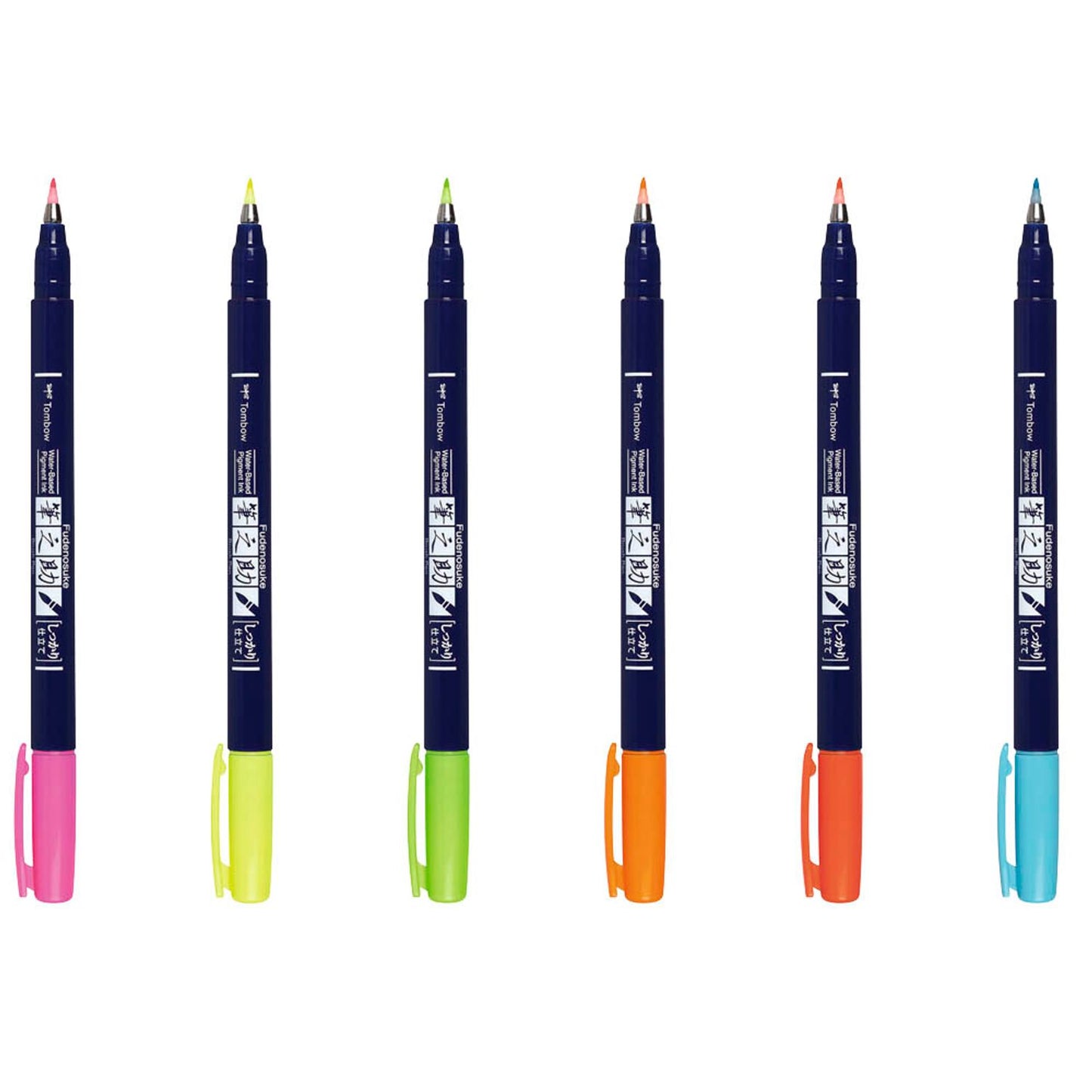 Tombow Fudenosuke Neon Brush-Pens farbsortiert | WS-BH-6P