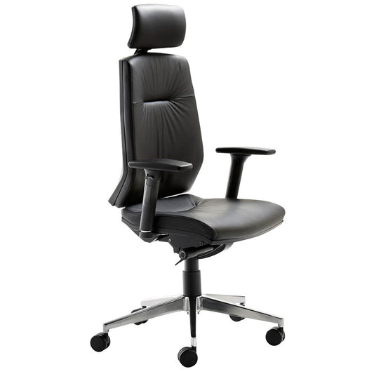 Mayer Bürostuhl myCONTRACT LINE, Leder schwarz, Gestell alu | 2480 81 007