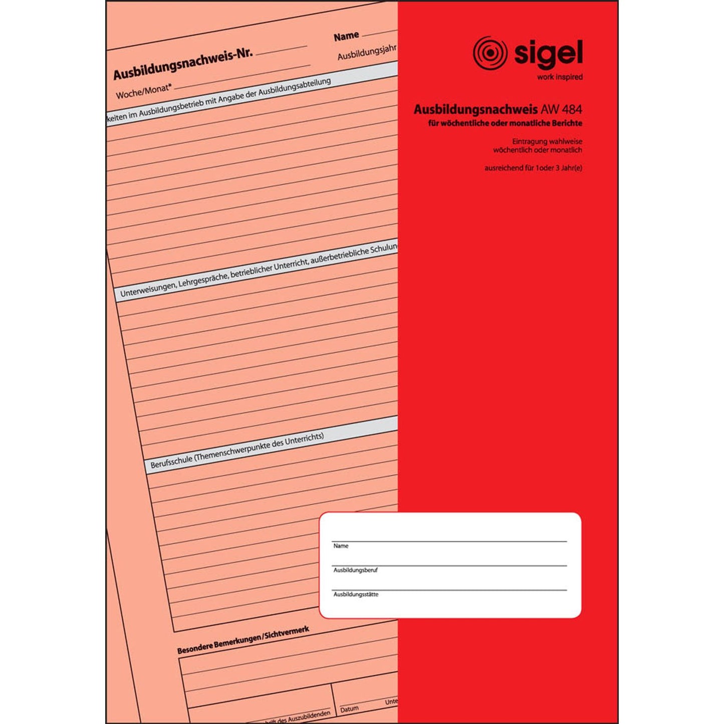 SIGEL Ausbildungsnachweis, wöchentliche/monatliche Eintragungen Formularbuch | AW484
