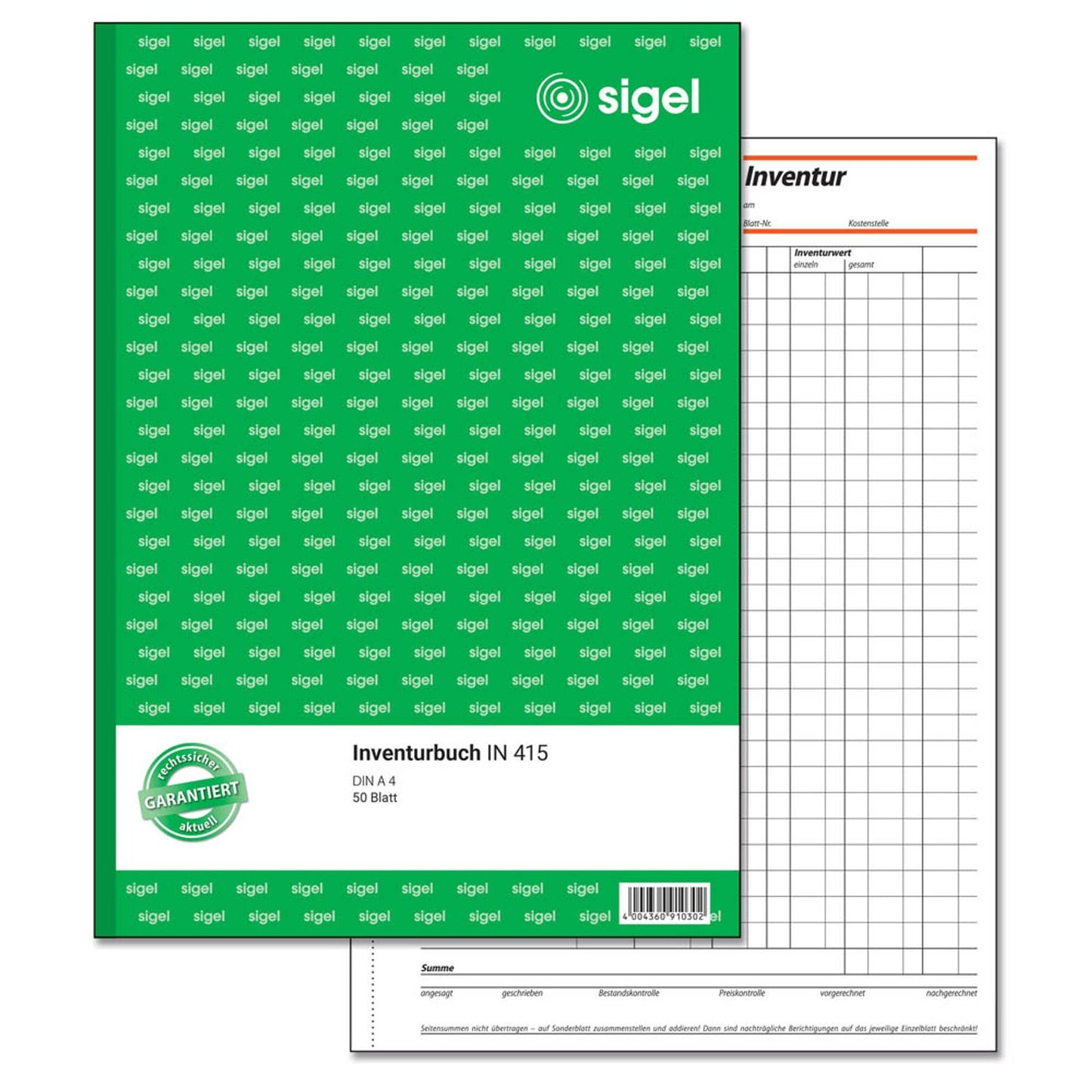 SIGEL Inventurbuch | IN415