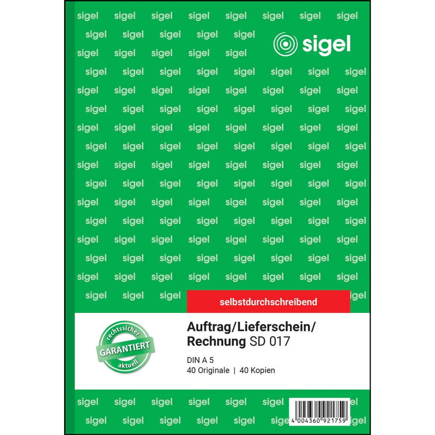 SIGEL Auftrag/Lieferscheine /Rechnungen Formularbuch | SD017