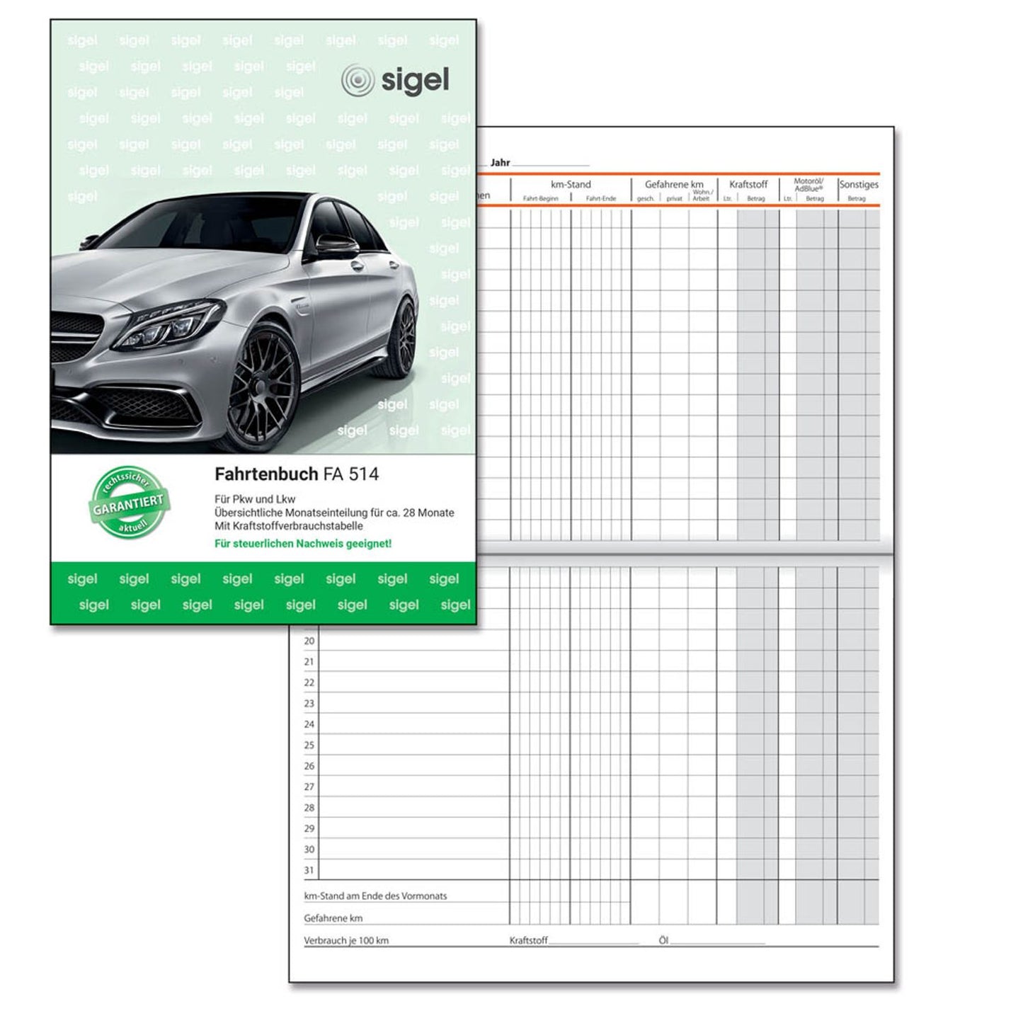 SIGEL Fahrtenbuch, Pkw und Lkw mit Kraftstoffverbrauch Formularbuch | FA514