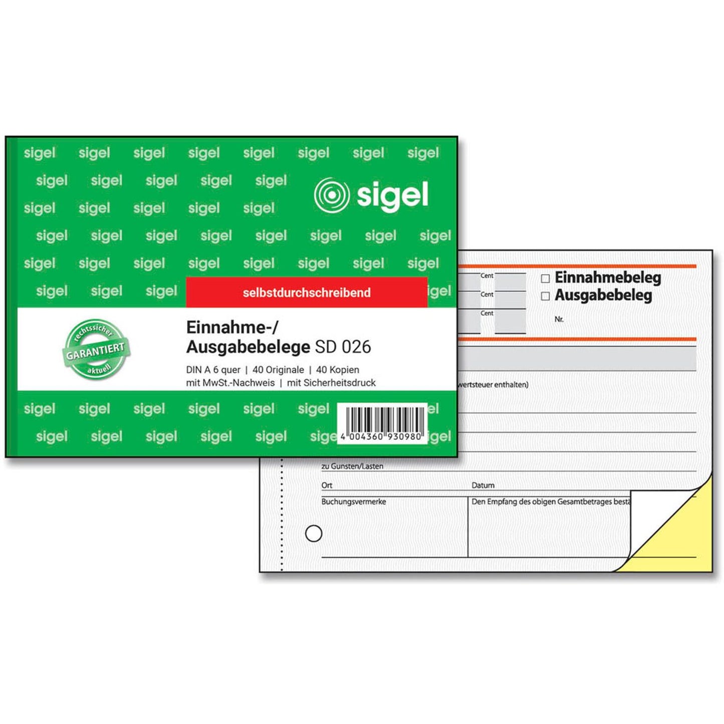 SIGEL Einnahme-/Ausgabebeleg Formularbuch | SD026