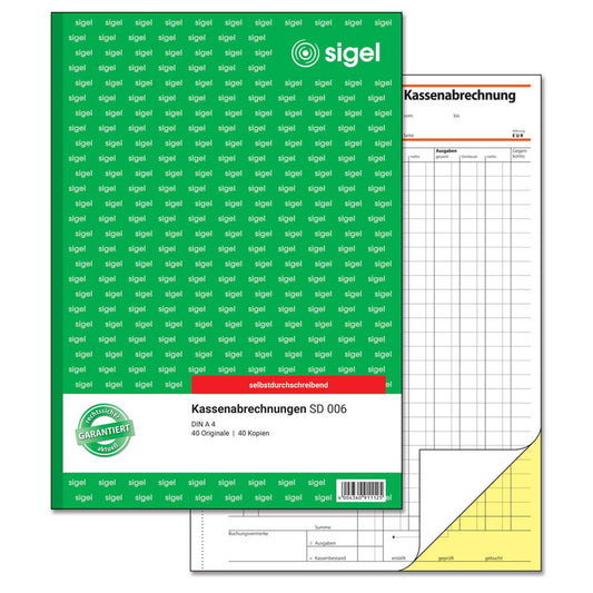 SIGEL Kassenabrechnung Formularbuch | SD006