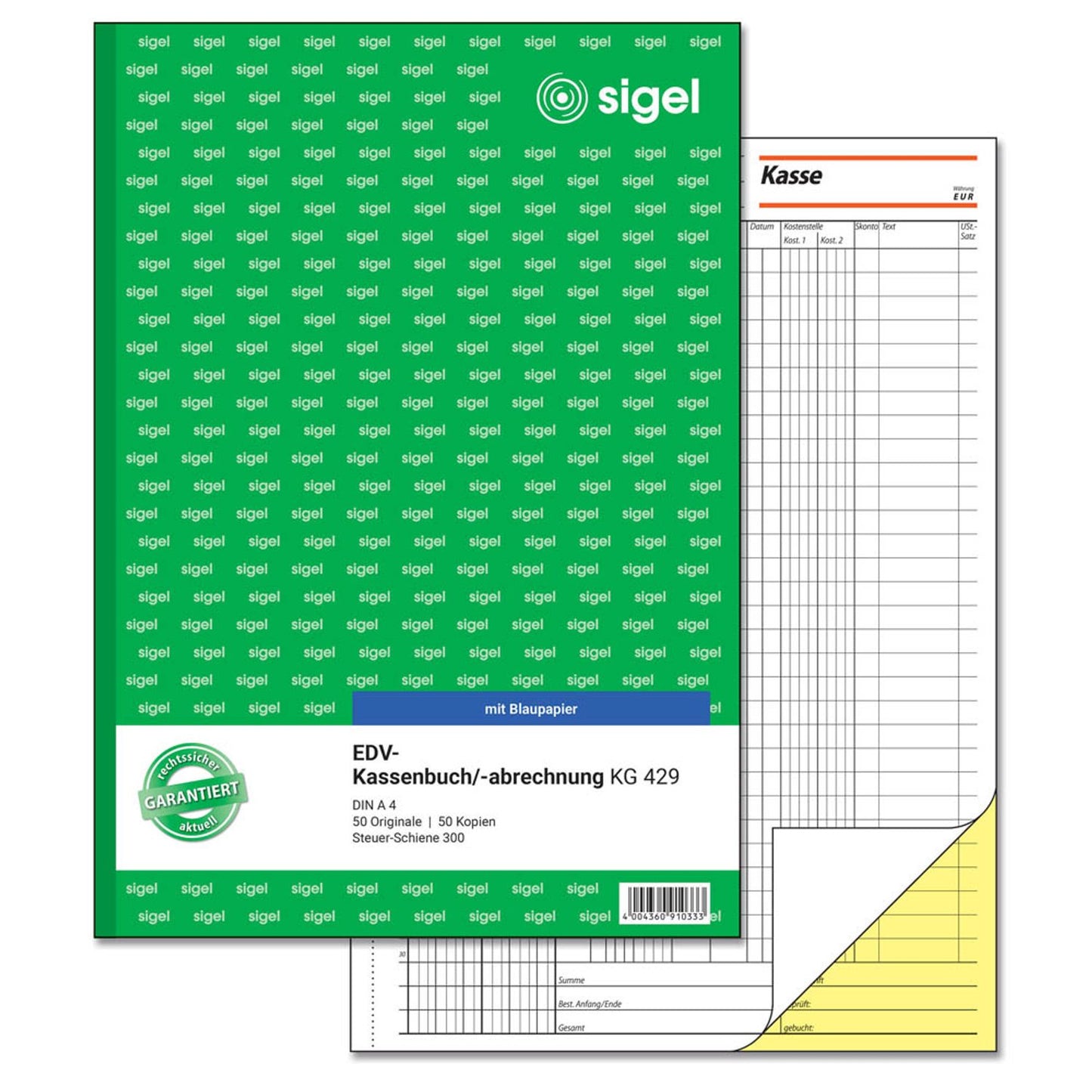SIGEL Kassenbuch/EDV Formularbuch | KG429