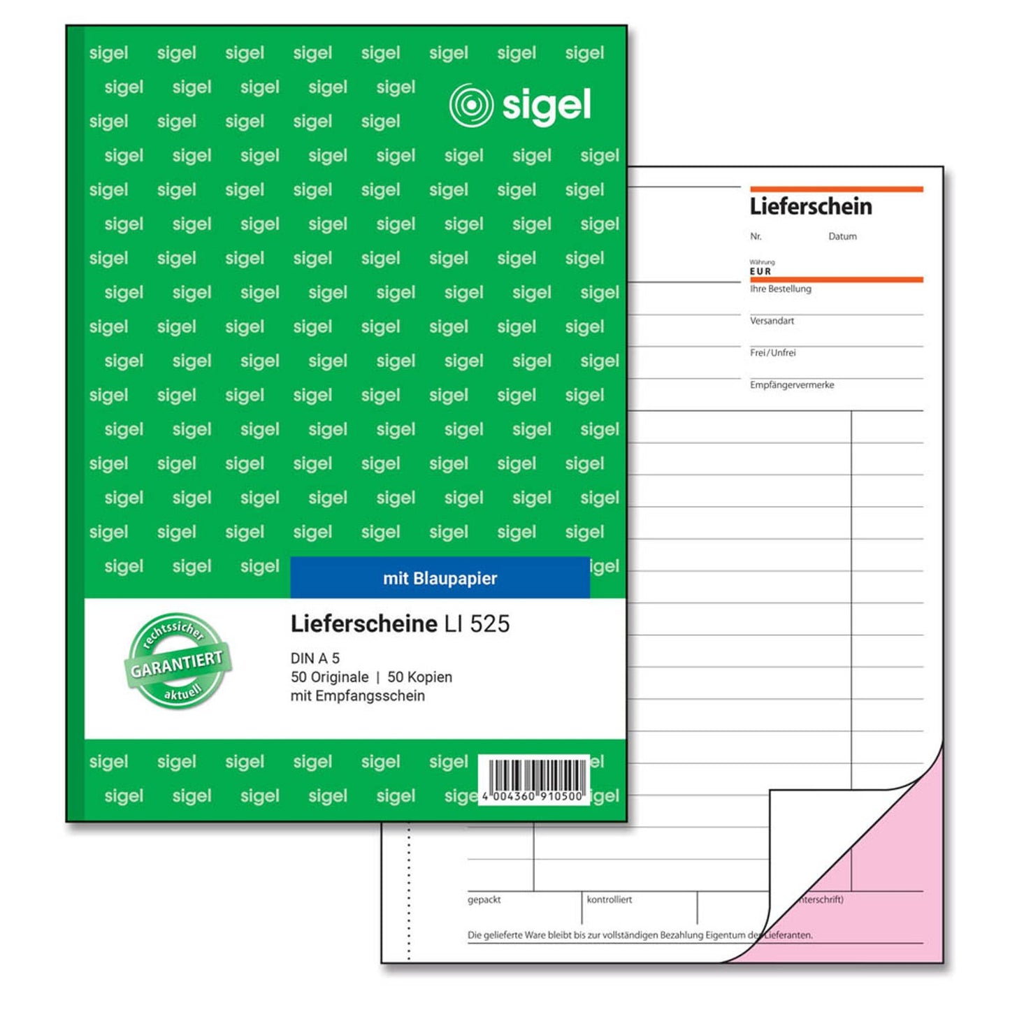 SIGEL Lieferschein mit Empfangsschein Formularbuch | LI525