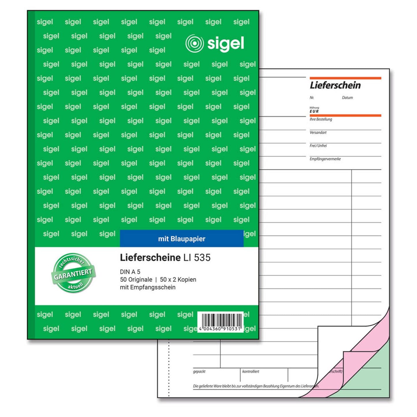 SIGEL Lieferschein mit Empfangsschein Formularbuch | LI535