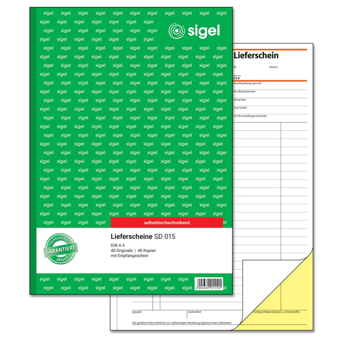 SIGEL Lieferschein mit Empfangsschein Formularbuch | SD015