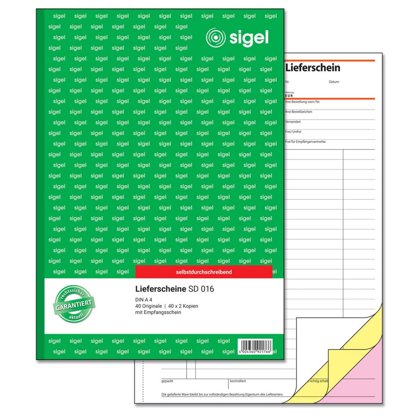 SIGEL Lieferschein mit Empfangsschein Formularbuch | SD016