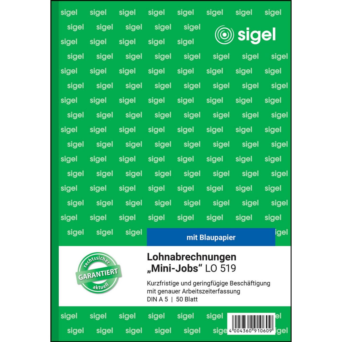 SIGEL Lohnabrechnung für geringfügig/kurzfristig Beschäftigte Formularbuch | LO519