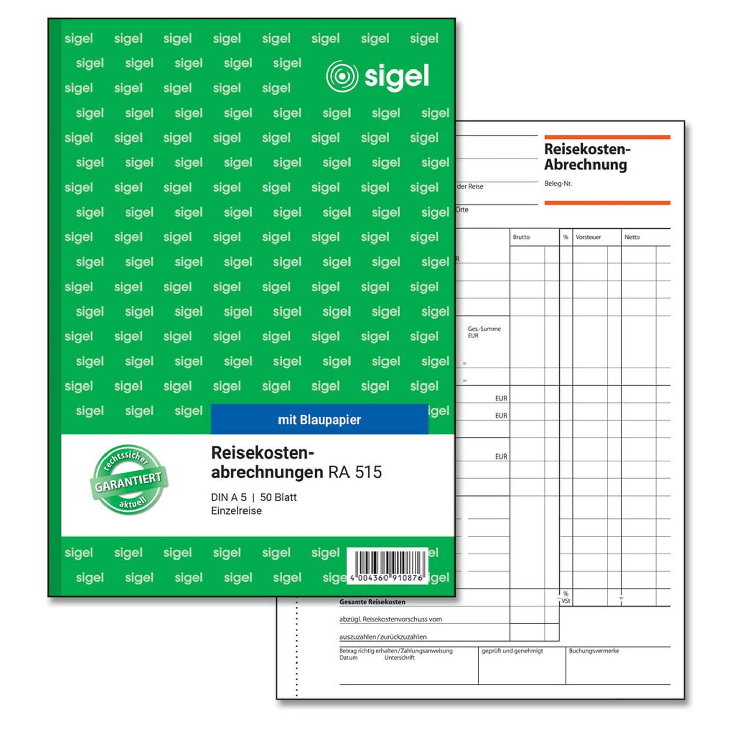 SIGEL Reisekostenabrechnung/Einzelreise Formularbuch | RA515