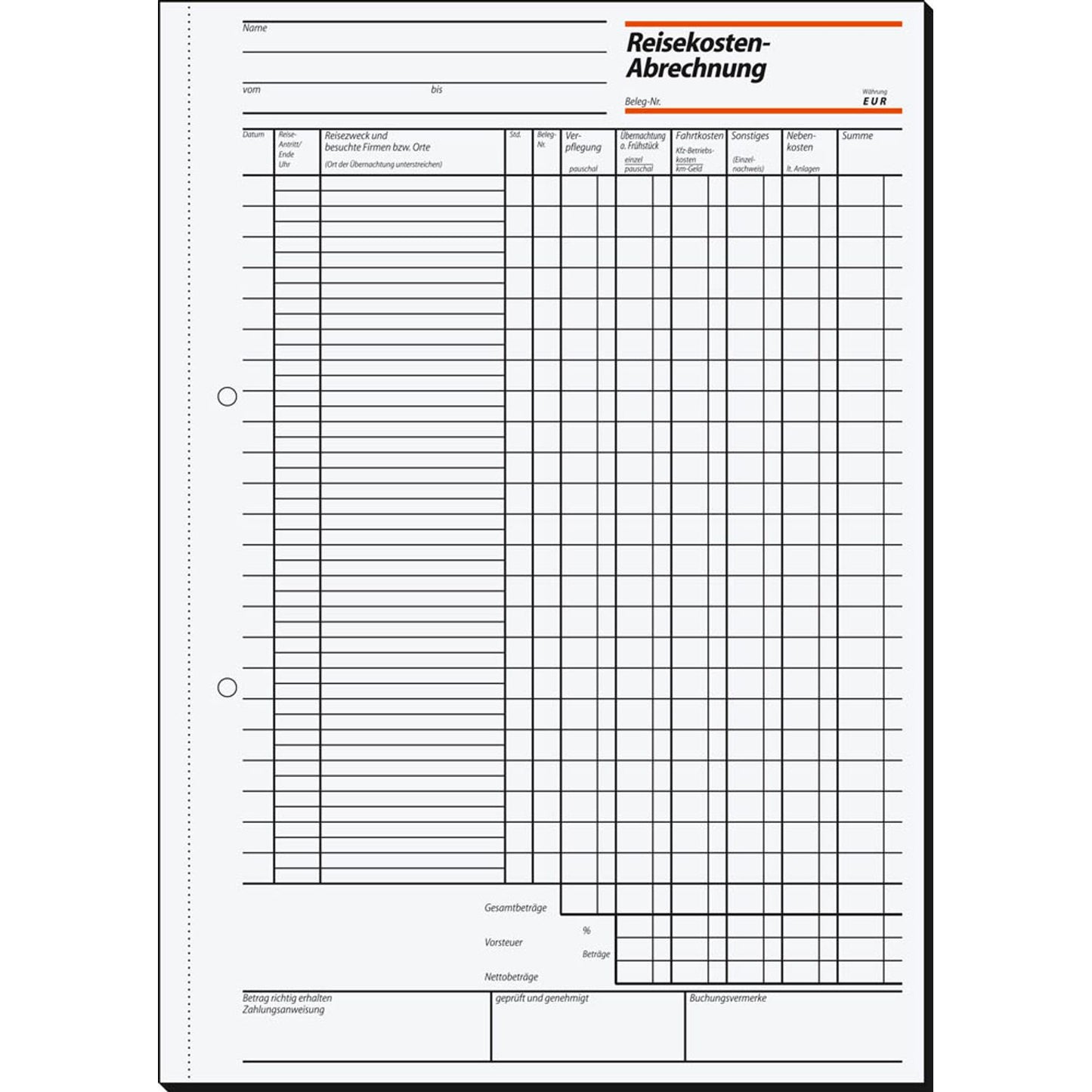 SIGEL Reisekostenabrechnung monatlich Formularbuch | RA415