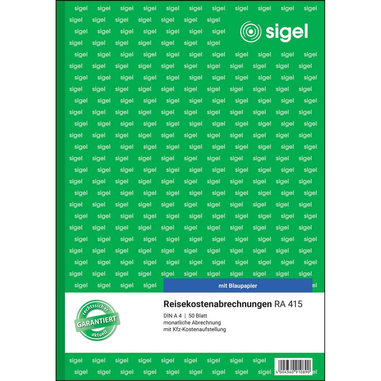 SIGEL Reisekostenabrechnung monatlich Formularbuch | RA415