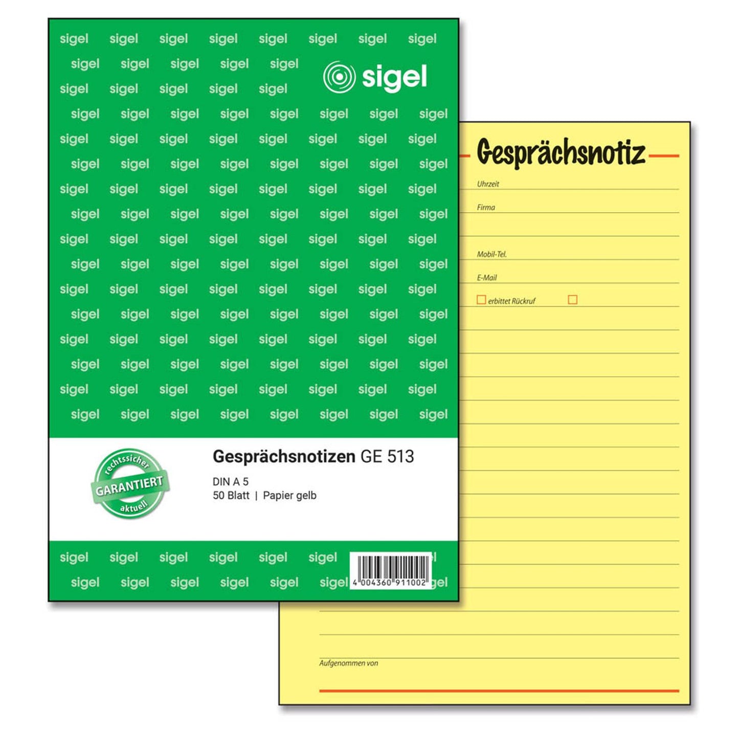 SIGEL Gesprächsnotiz Formularbuch | GE513