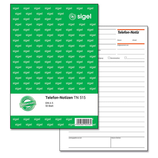 SIGEL Telefonnotiz Formularbuch | TN515