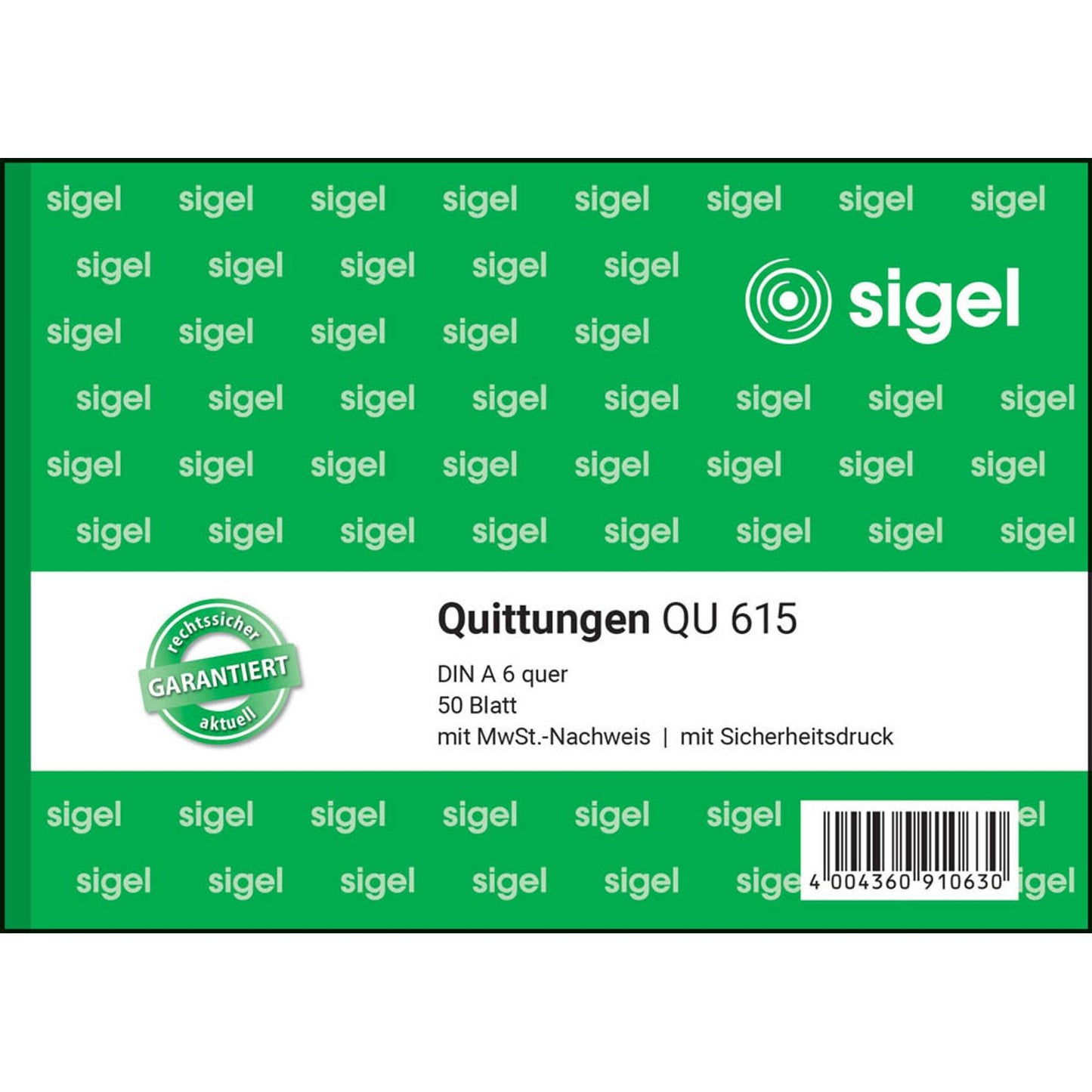 SIGEL Quittung, MwSt. separat ausgewiesen Formularbuch | QU615