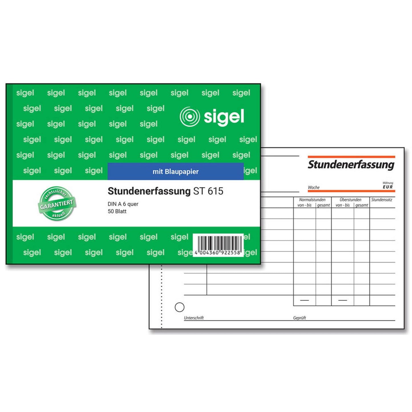 SIGEL Stundenerfassung Formularbuch | ST615