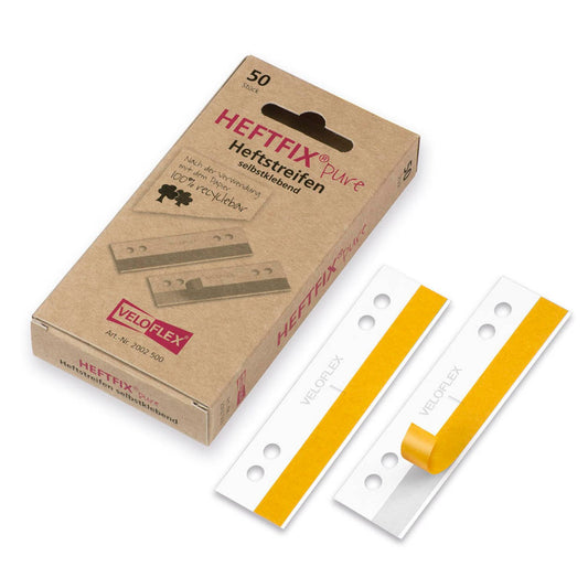VELOFLEX Heftstreifen, selbstklebend HEFTFIX®pure weiß Kunststoff | 2002500 | 1 Pack = 50 St.
