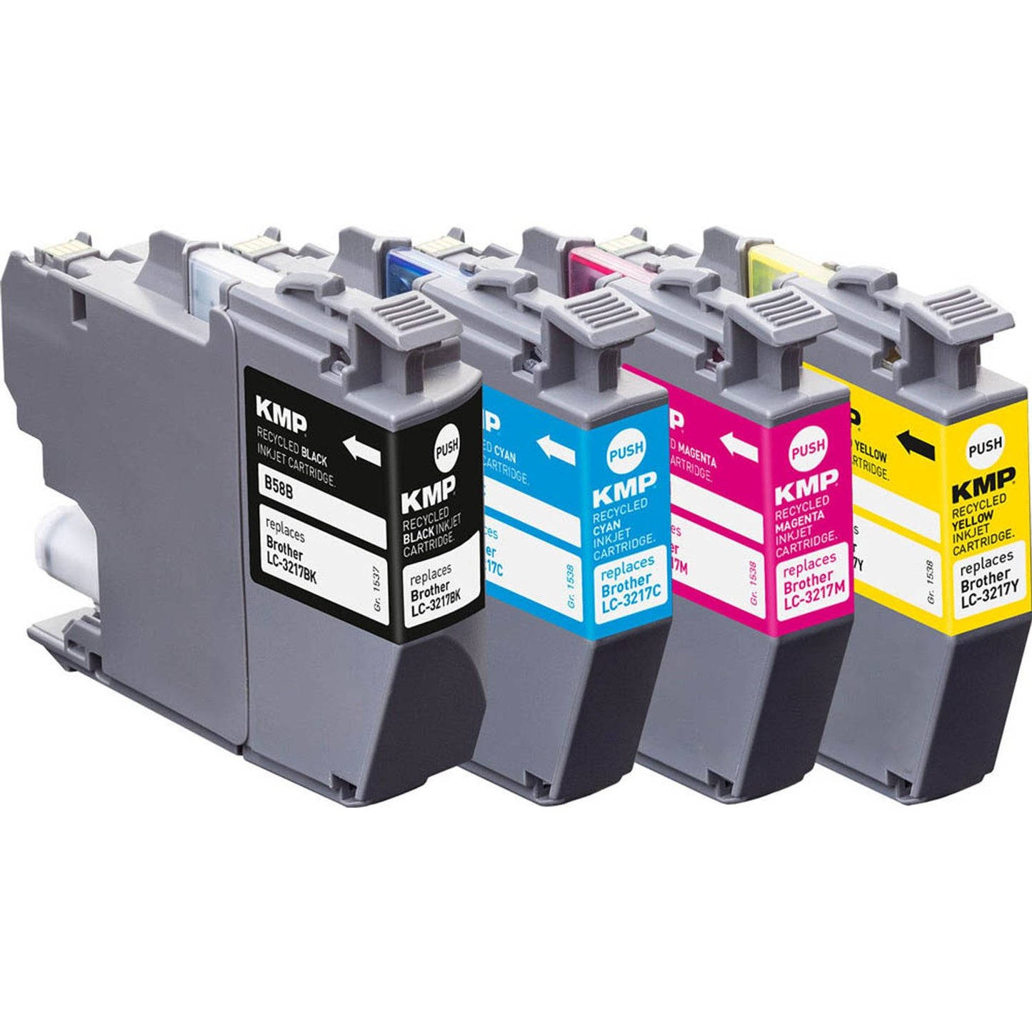 KMP B58V schwarz, cyan, magenta, gelb Druckerpatronen kompatibel zu brother LC-3217VALDR, 4er-Set | 1537,4805 | 1 Pack = 4 St.