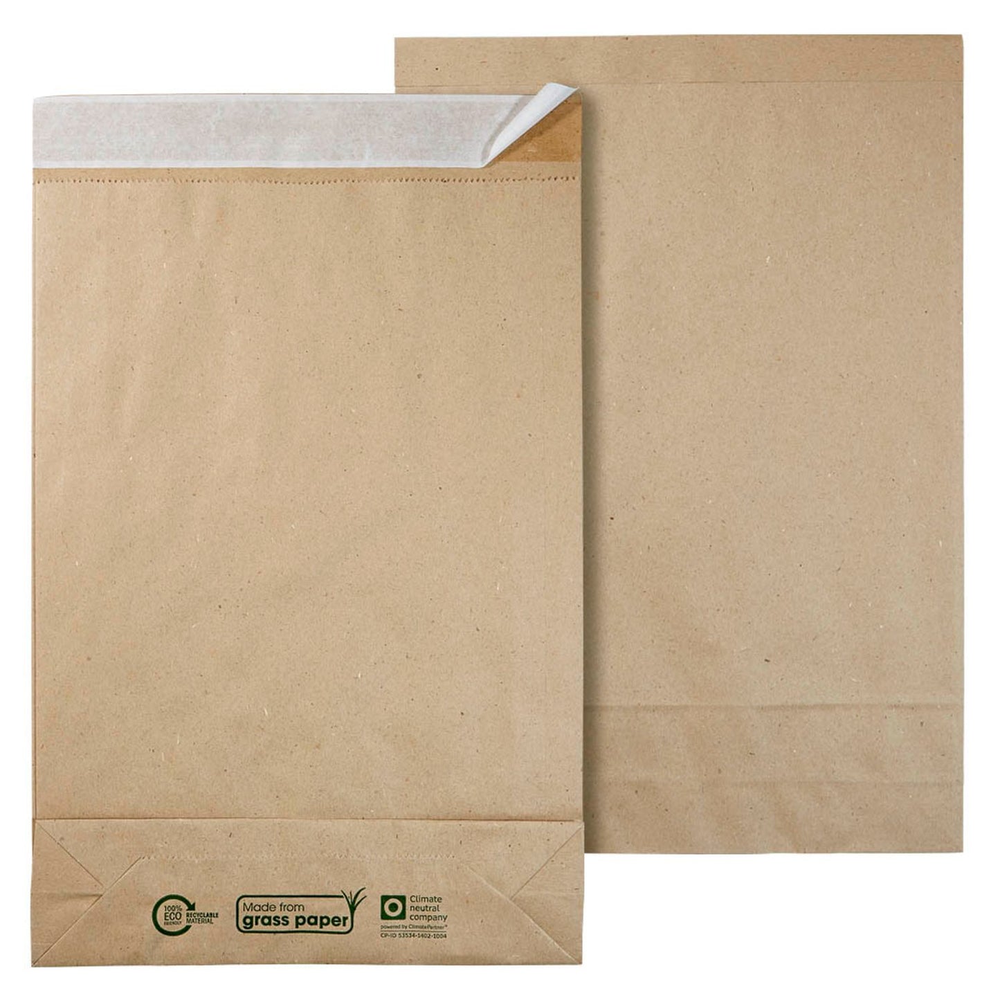 flexiPAK Faltentaschen classic eco Fixverschluss ohne Fenster natur mit 5,0 cm Falte, 300 St.