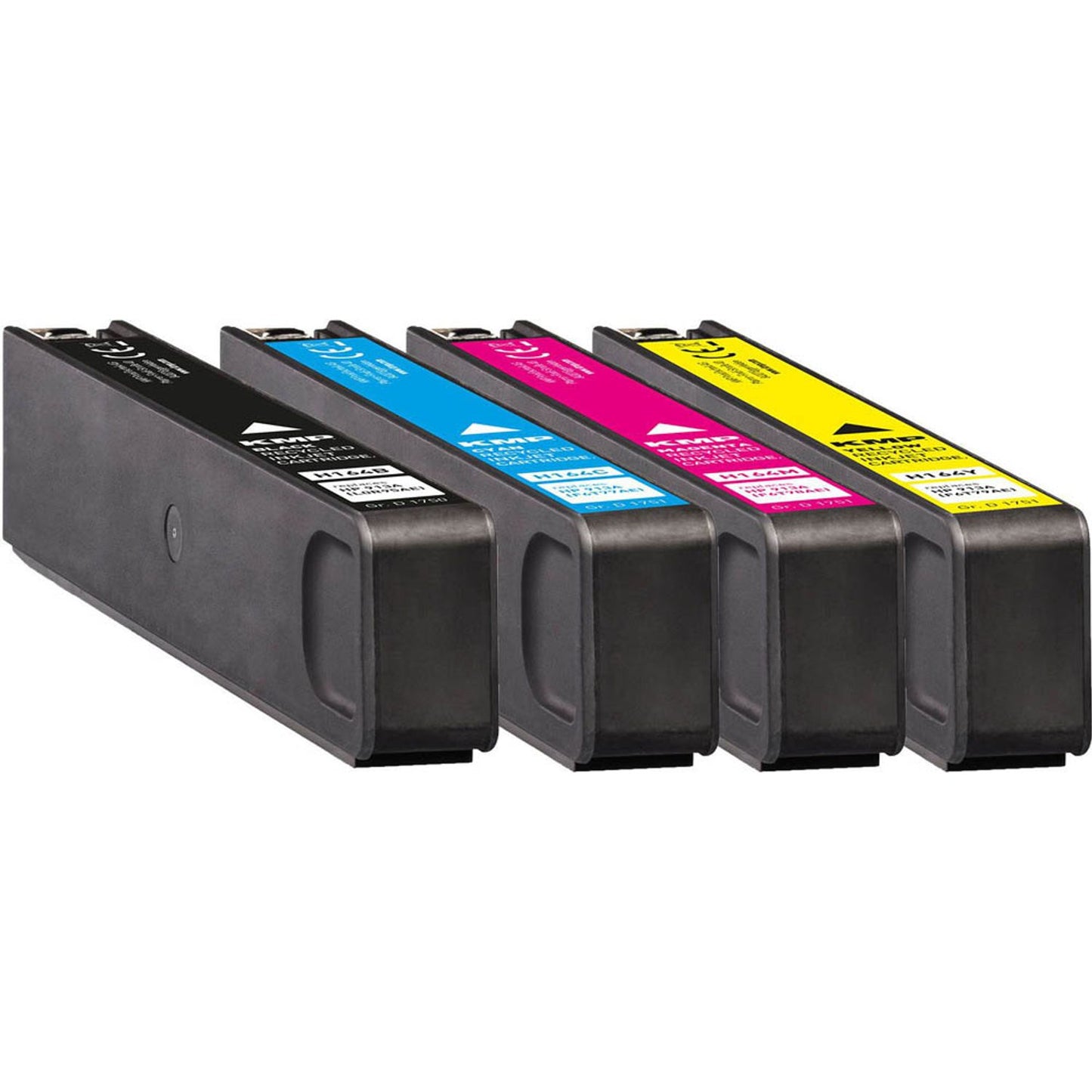 KMP H164V schwarz, cyan, magenta, gelb Druckerpatronen kompatibel zu HP 913A (L0R95AE, F6T77AE, F6T78AE, F6T79AE), 4er-Set | 1750,4005 | 1 Pack = 4 St.