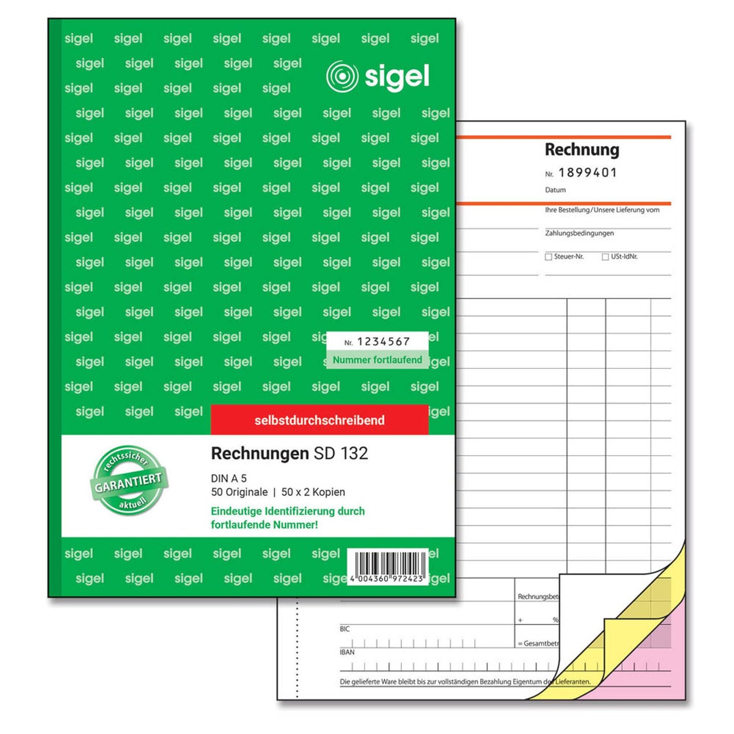 SIGEL Rechnung mit fortlaufenden Nummern Formularbuch | SD132