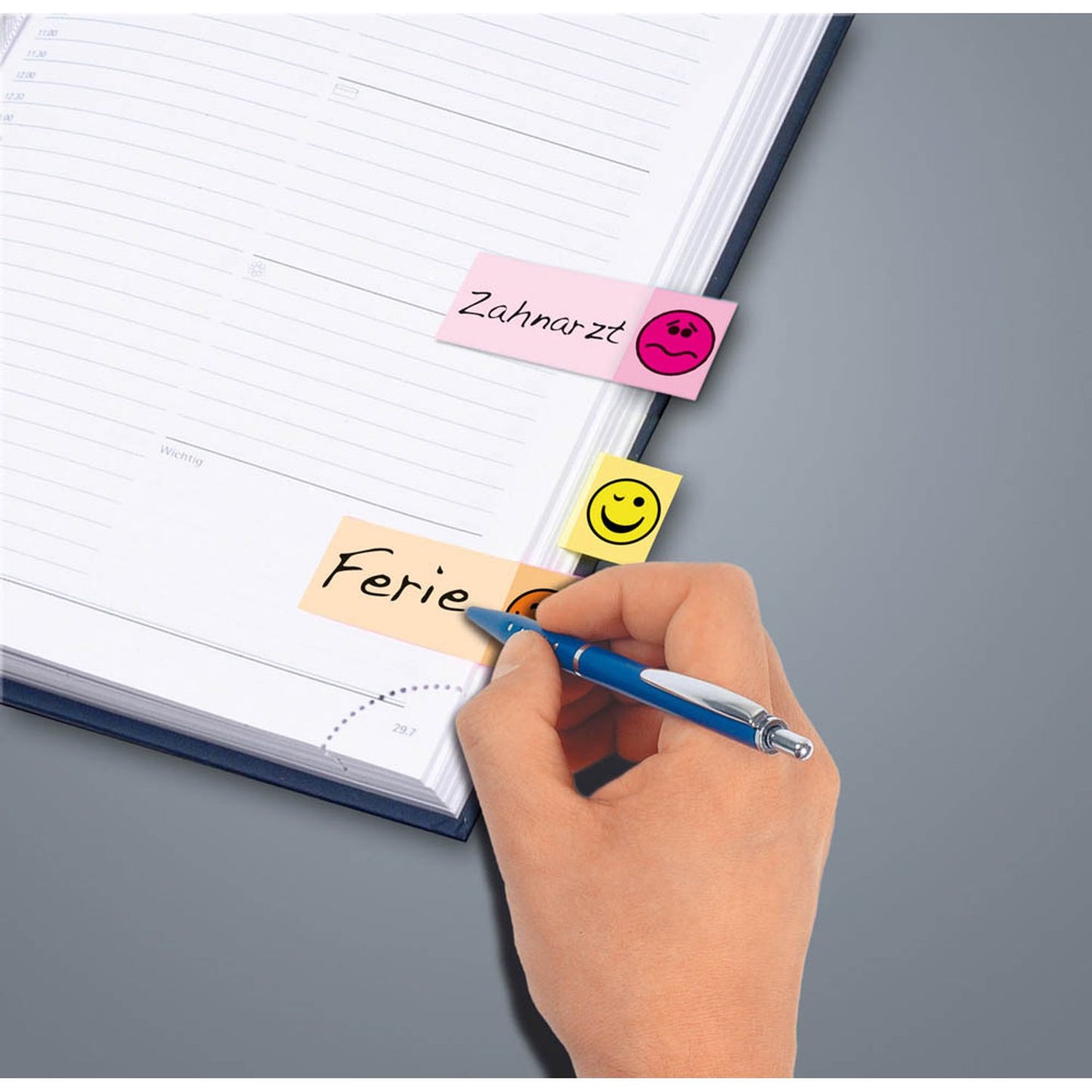 SIGEL DESIGN Haftmarker farbsortiert "Smiley" 5x 40 Streifen | HN502 | 1 Pack = 5x 40 Streifen