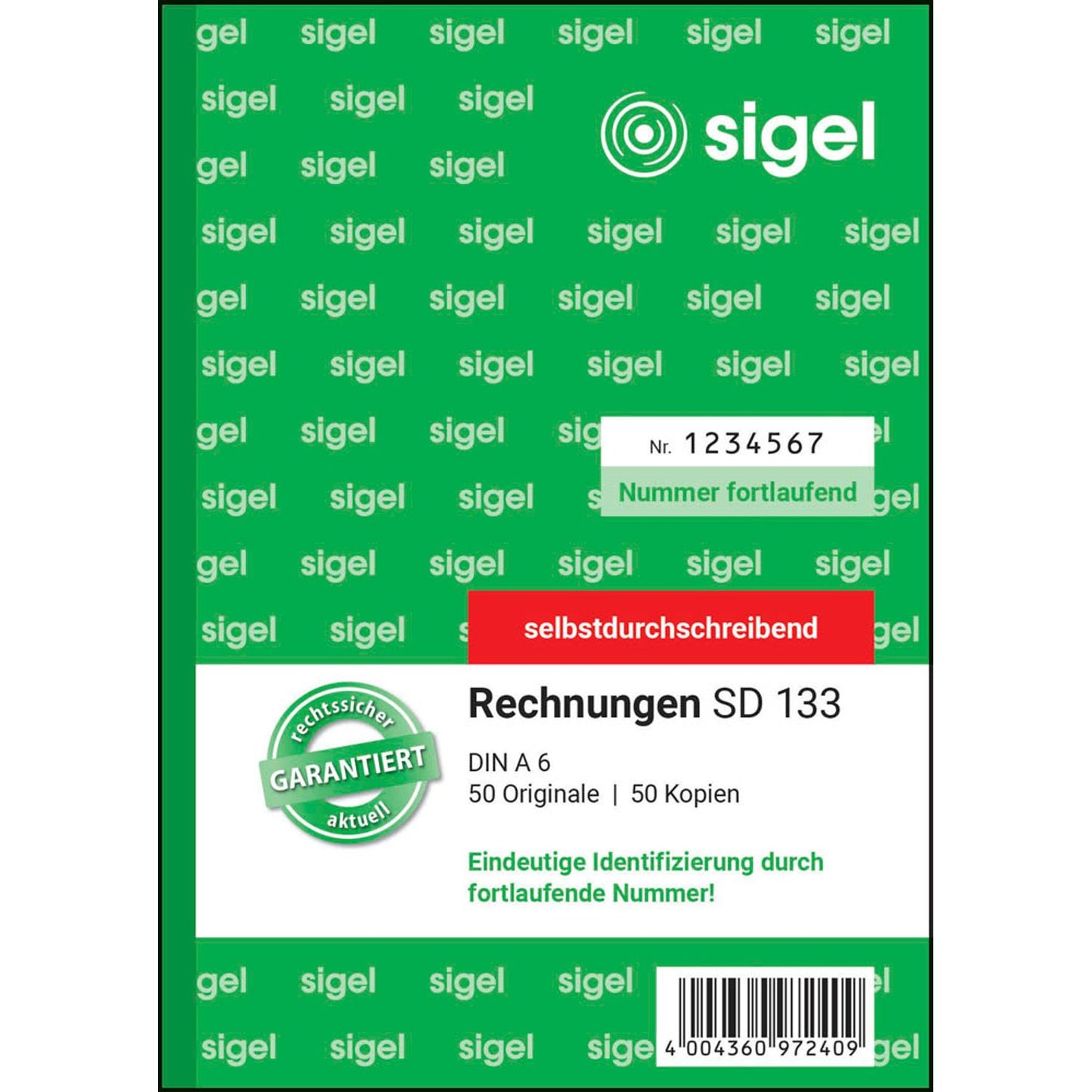 SIGEL Rechnung mit fortlaufenden Nummern Formularbuch | SD133