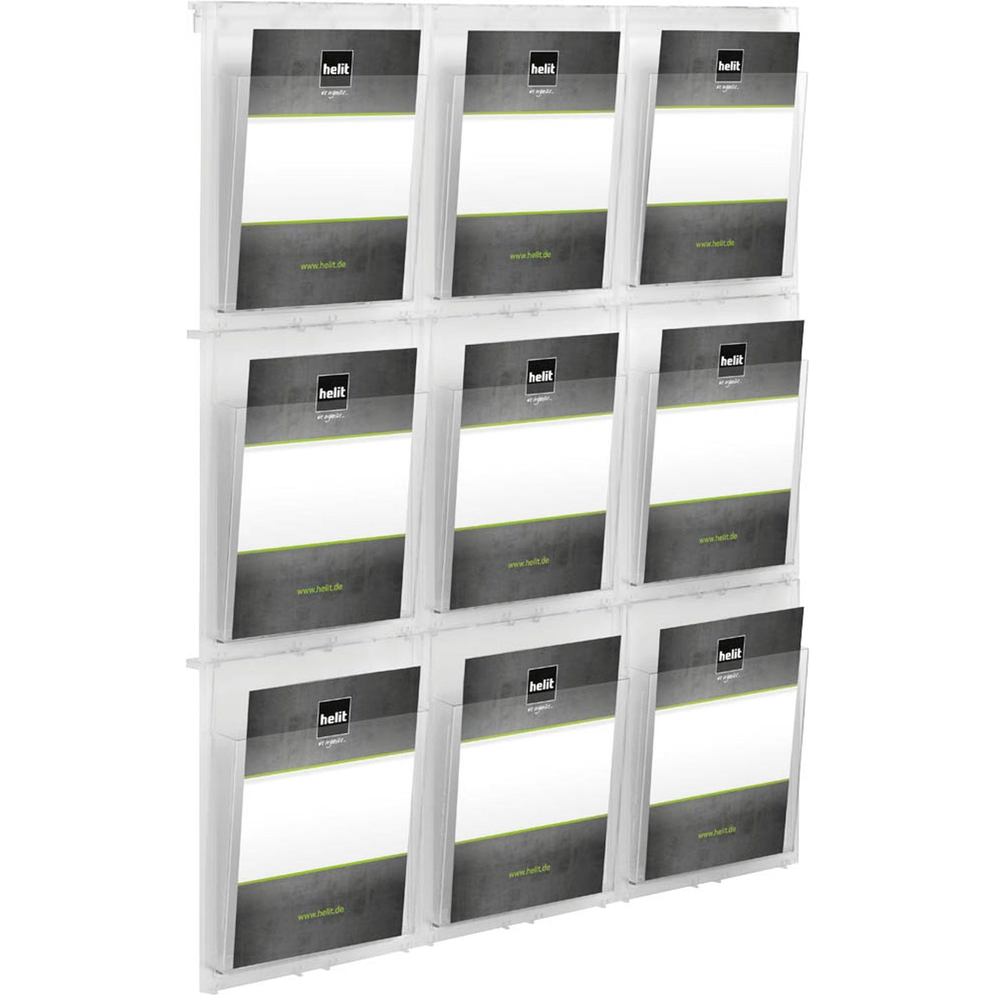 helit Wandprospekthalter the placativ transparent DIN A4 9 Fächer | H6812102
