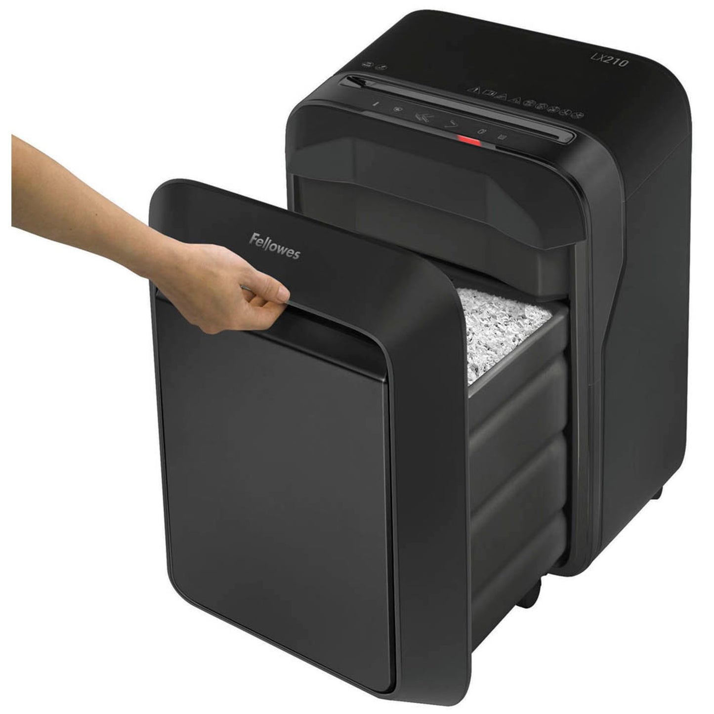 Fellowes AKTION: Powershred LX210 Aktenvernichter mit Partikelschnitt P-4, 4 x 12 mm, bis , schwarz mit CashBack | 5502501