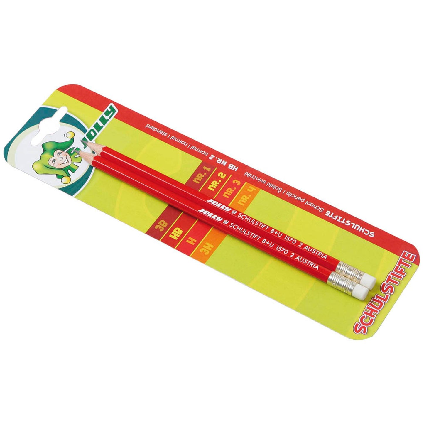 JOLLY Bleistifte HB rot mit Radierer | 1570-0001 | 1 Pack = 2 St.