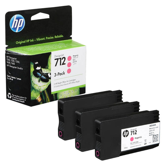 HP 712 () magenta Druckerpatronen, 3er-Set | 3ED78A | 1 Pack = 3 St.