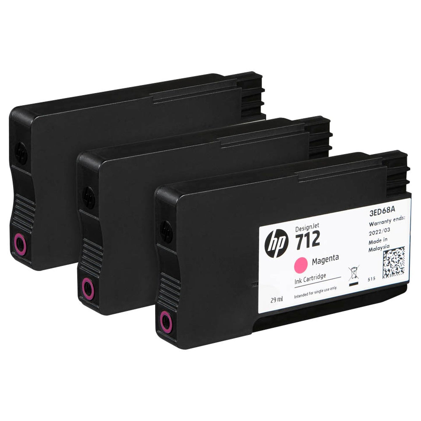 HP 712 () magenta Druckerpatronen, 3er-Set | 3ED78A | 1 Pack = 3 St.