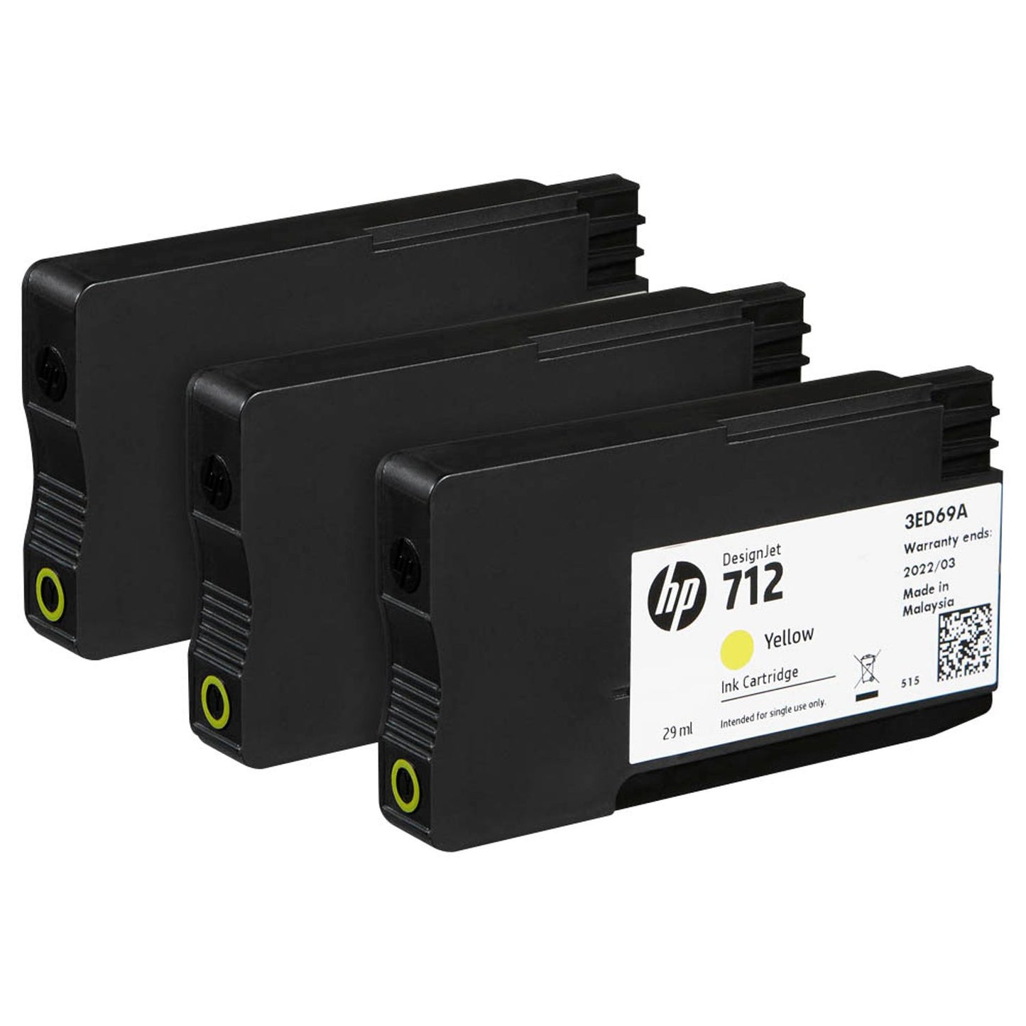 HP 712 () gelb Druckerpatronen, 3er-Set | 3ED79A | 1 Pack = 3 St.