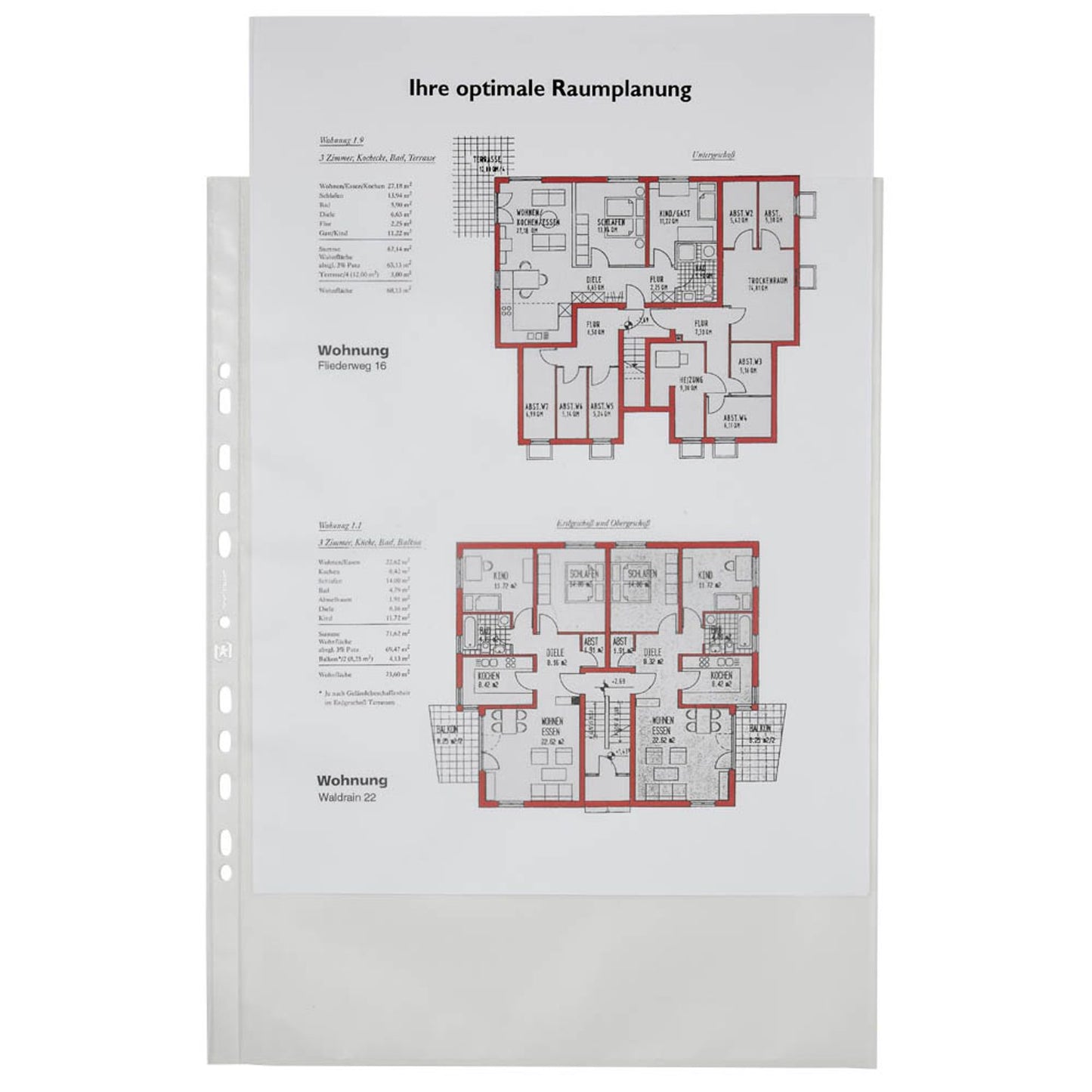 OXFORD Prospekthüllen DIN A3 transparent genarbt 0,09 mm | 100460995 | 1 Pack = 25 St.