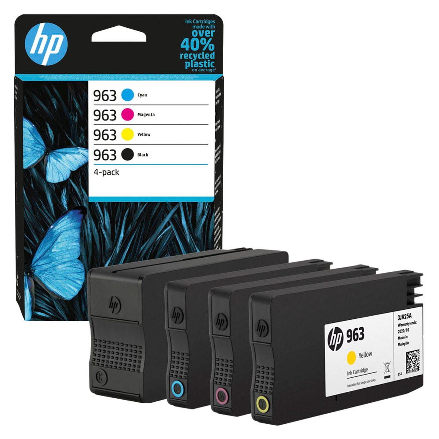 HP 963 () schwarz, cyan, magenta, gelb Druckerpatronen, 4er-Set | 6ZC70AE | 1 Pack = 4 St.