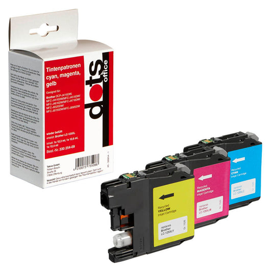 dots cyan, magenta, gelb Druckerpatronen kompatibel zu brother LC125XLRBWBP , 3er-Set | 1526,4050-DOTS | 1 Pack = 3 St.