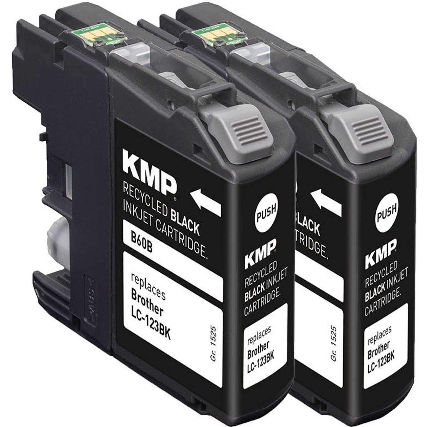 KMP B60D schwarz Druckerpatronen kompatibel zu brother LC-123BK, 2er-Set | 1525,4021 | 1 Pack = 2 St.